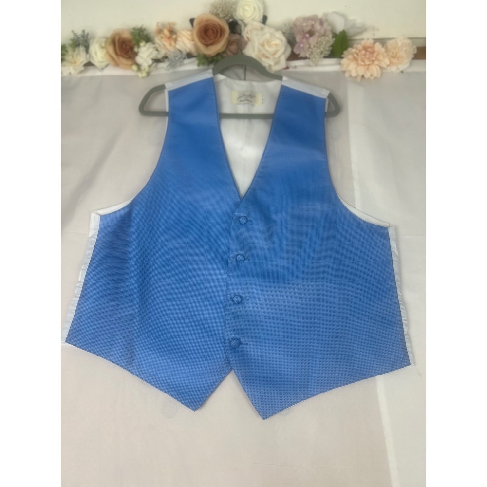 Jean Yves Paris Mens Blue Formal Tuxedo Vest Waistcoat Size Large L Wedding Prom